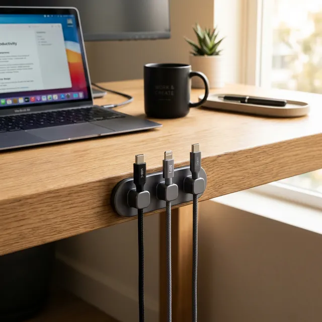 【充電ケーブル落下ストレスから解放】Anker「マグネット式ケーブルホルダー」でデスク周りをスマートに