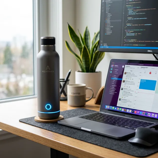 集中しすぎによる隠れ脱水を防ぐ！光でお知らせする「スマート水筒」のアイキャッチ画像