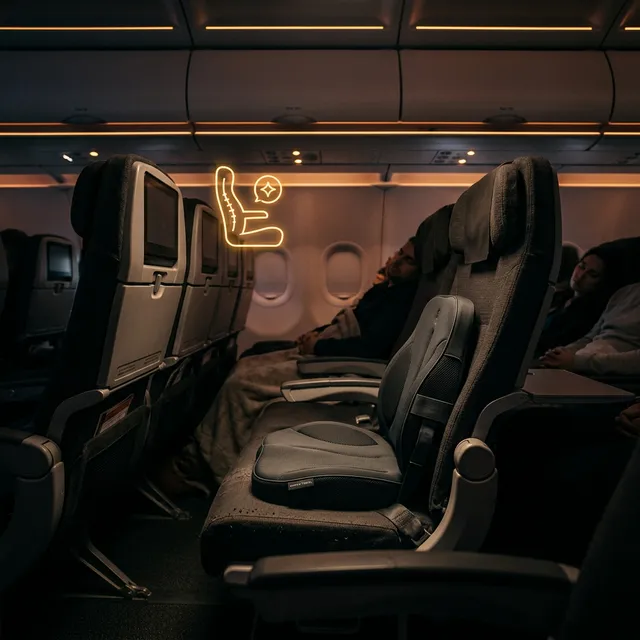 エコノミークラスでお尻が割れる地獄を回避！最厚の低反発クッションで座席をソファ化する