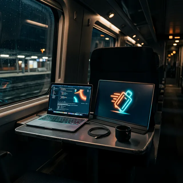 出張先のホテルが快適なオフィス空間に！軽量薄型の15インチモバイルモニター