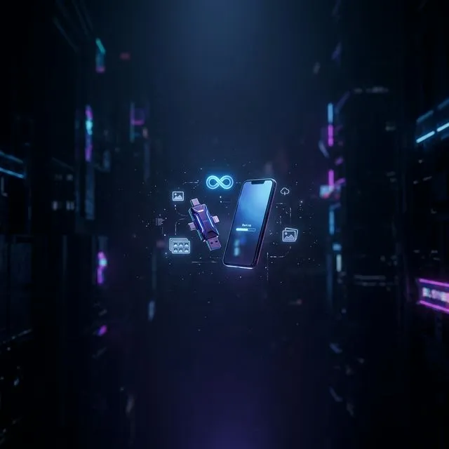 スマホの容量不足を一撃で解消！アプリ不要の「4in1 大容量USBメモリ」のアイキャッチ画像