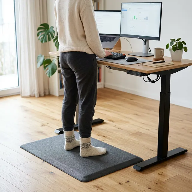 立ち仕事の足裏の激痛が消滅！バウヒュッテの「素足用」スタンディングデスクマット