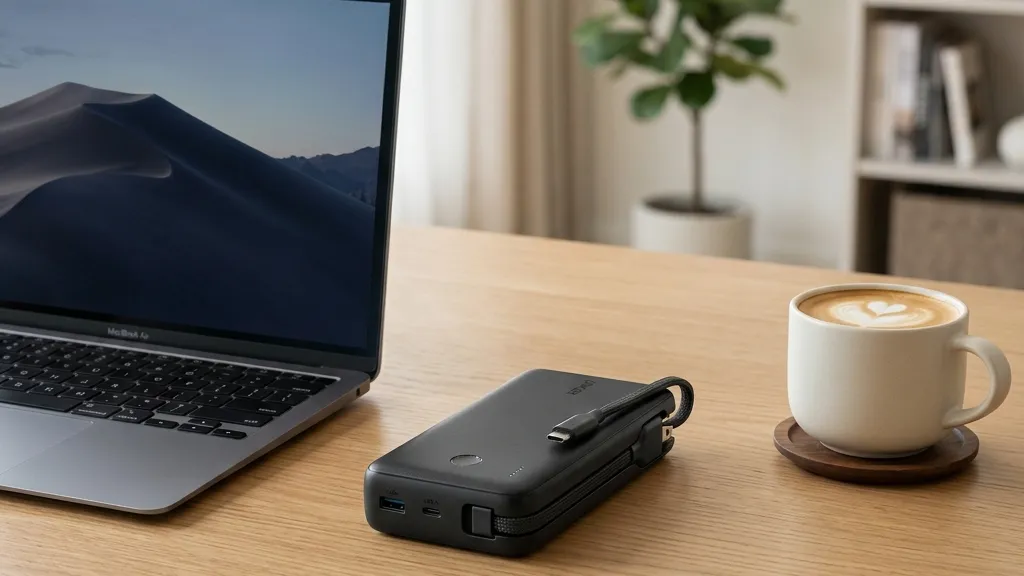 出張やカフェ作業の「充電ストレス」を完全に消し去る！ケーブル内蔵の1台3役モバイルバッテリー