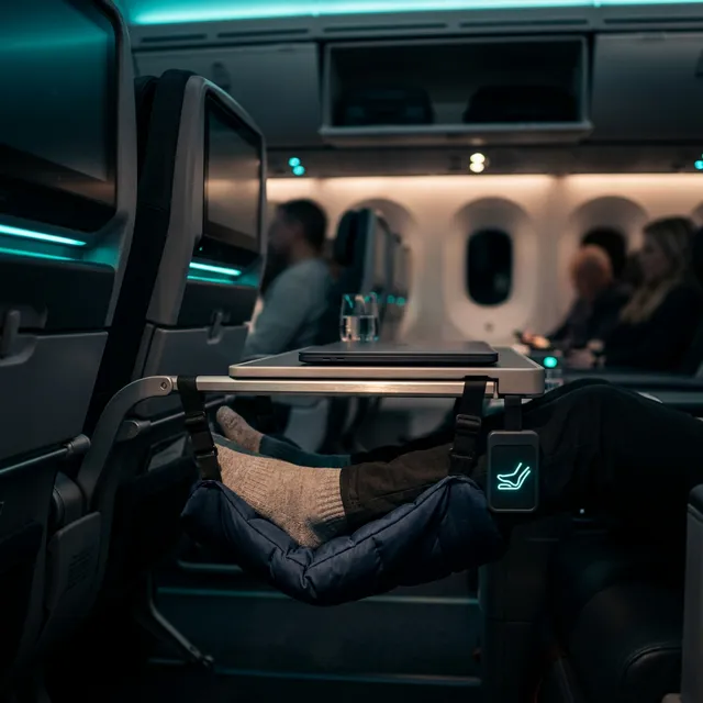 機内で足置きは必要？飛行機を100倍快適にする最強フットレストハンモック