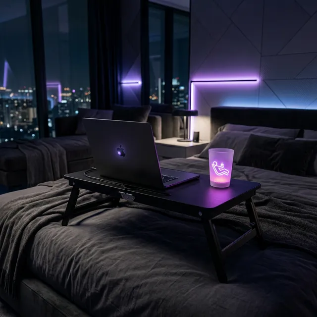 ベッドから一歩も出ずに仕事！角度と高さが自在な「最強ローデスク」のアイキャッチ画像