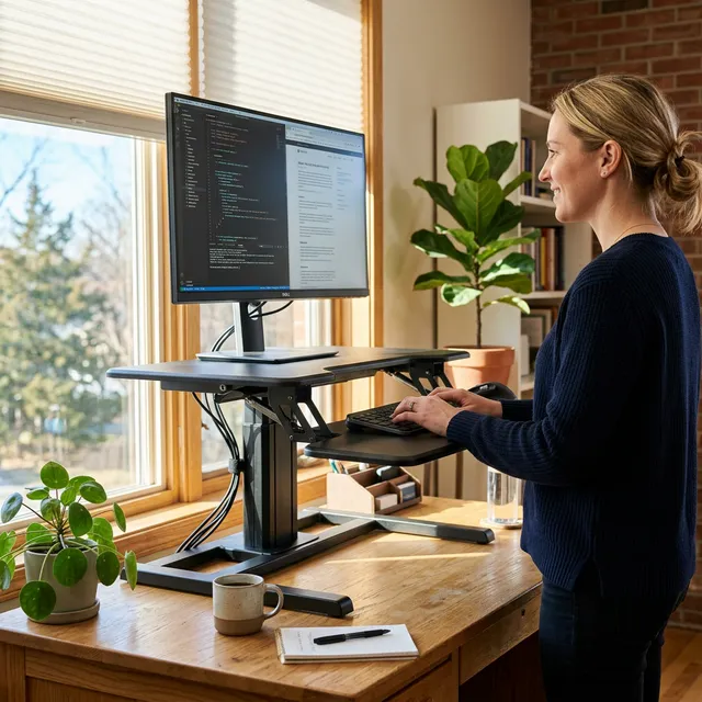 今の机がスタンディングデスクに！置くだけで完成するSHUWEI卓上昇降デスクのアイキャッチ画像