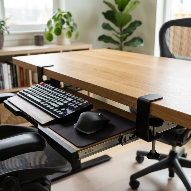 【机が狭い・肩こりに悩む人へ】穴あけ不要の後付け「キーボードスライダー」で理想の作業環境を