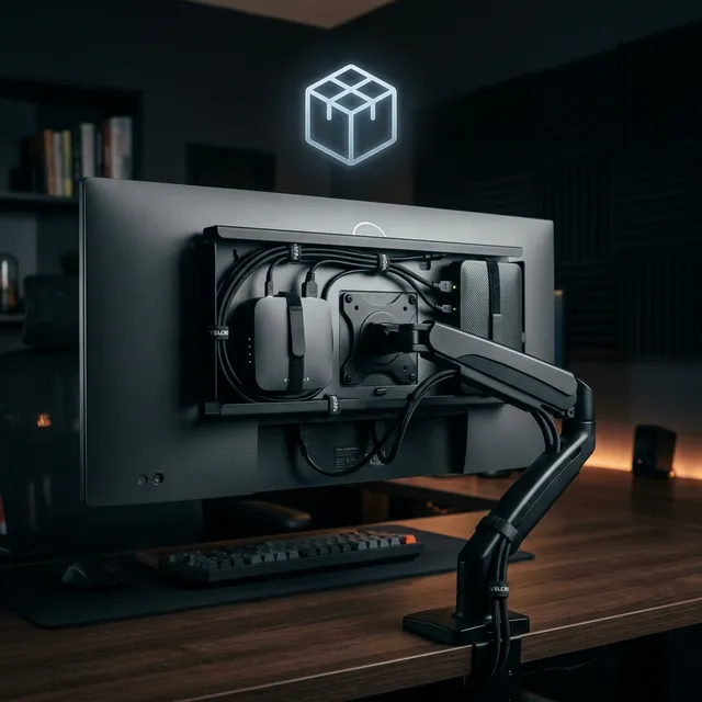 デスク上のごちゃつきを完全消去！ルーターや配線を隠す最強の「モニター裏収納ラック」のアイキャッチ画像