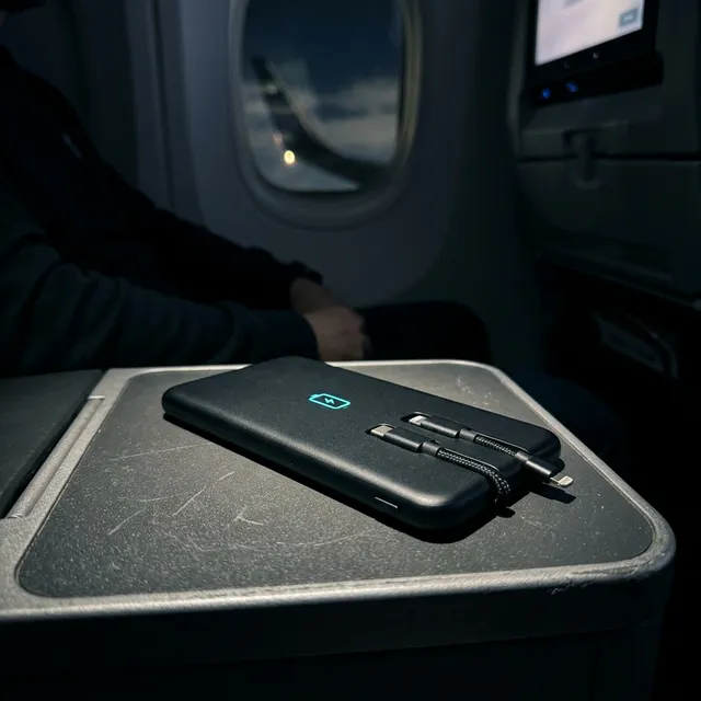 機内でスマホを劇的充電！ケーブル内蔵で持ち込み可能な最強モバイルバッテリー