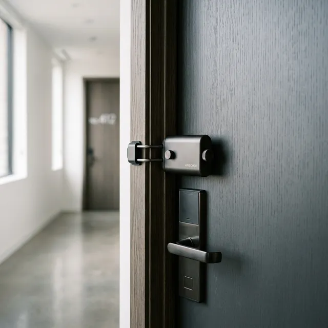 海外ホテルの防犯不安を解消！マスターキーでも開かない「携帯用ドアロック」