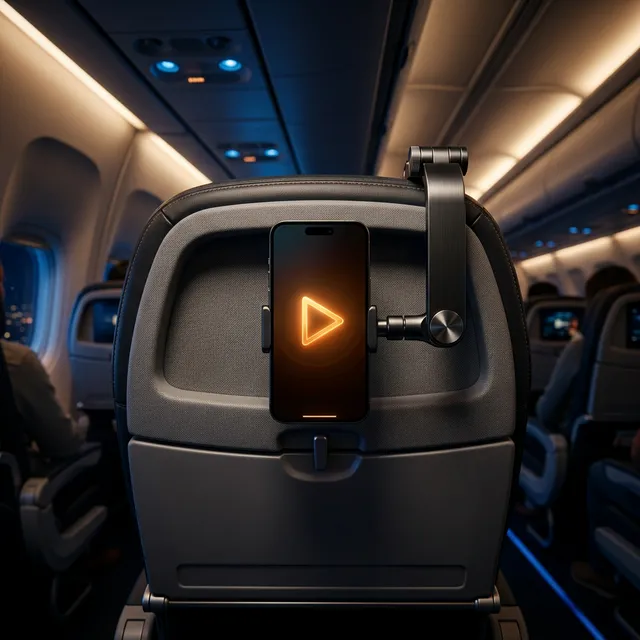 【もう腕が疲れない】機内の座席を「映画館」に変える、折り紙のような魔法のスマホスタンド