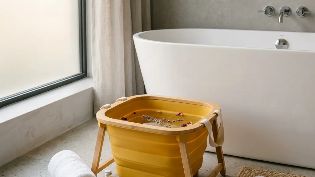 出張や旅行の足の疲れに。ホテルで「足湯」ができる折りたたみバケツが最強のリカバリーだったのアイキャッチ画像