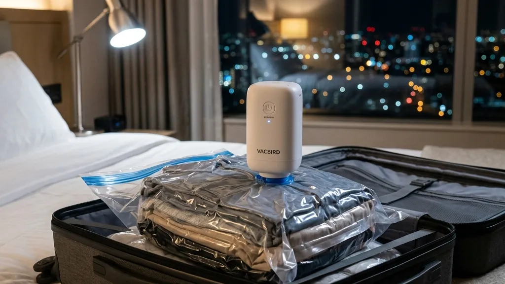 出張帰りの肩がちぎれそうな悲劇を終わらせる、Vacbird電動圧縮袋という時短装置