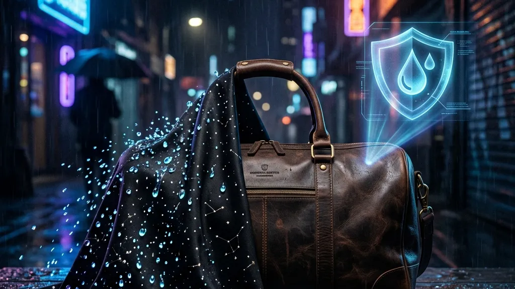 ゲリラ豪雨からPCを守る撥水風呂敷。水まで汲める朝倉染布「ながれ」