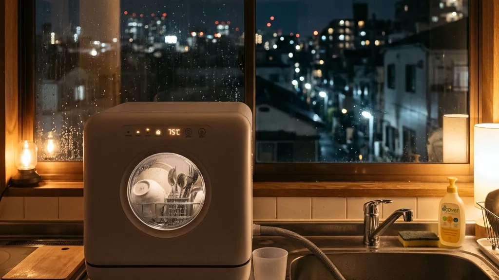 賃貸の壁・分岐水栓の壁を無視できる卓上食洗機。サンコー ラクアmini が深夜の皿洗いを物理で消す話
