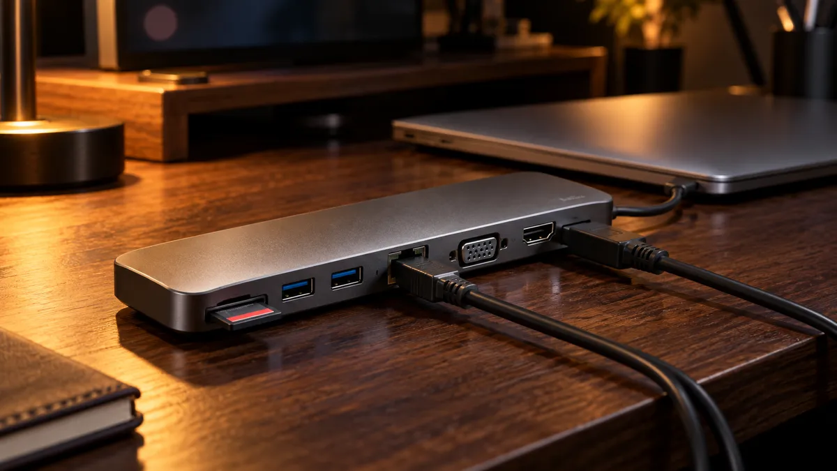 机に戻ったら挿すのはUSB-C 1本だけ。変換アダプタの付け替えを終わらせるUGREEN 10-in-1ハブ